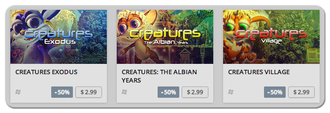 The Lineup of Discounted Creatures Games A Selection of Creatures Titles on Sale